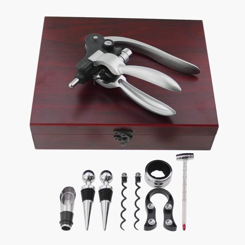 Coffret Bois Tire-bouchon Semi-automatique Argent – Image 4