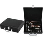 Coffret en cuir avec tire-bouchon professionnel en bronze