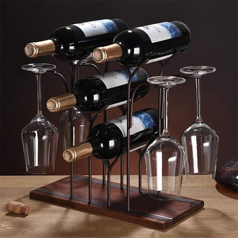 Porte Bouteille vin et verre plante – Image 2