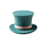 Bouchon chapeau turquoise pour bouteille de vin, posé sur fond blanc