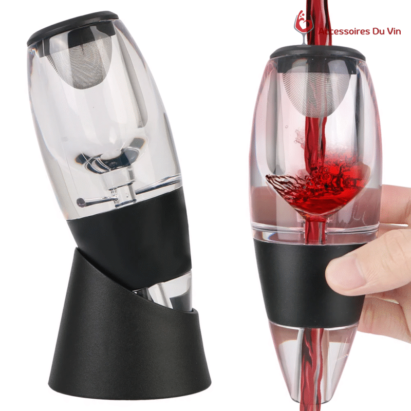 aérateur à vin portable en utilisation