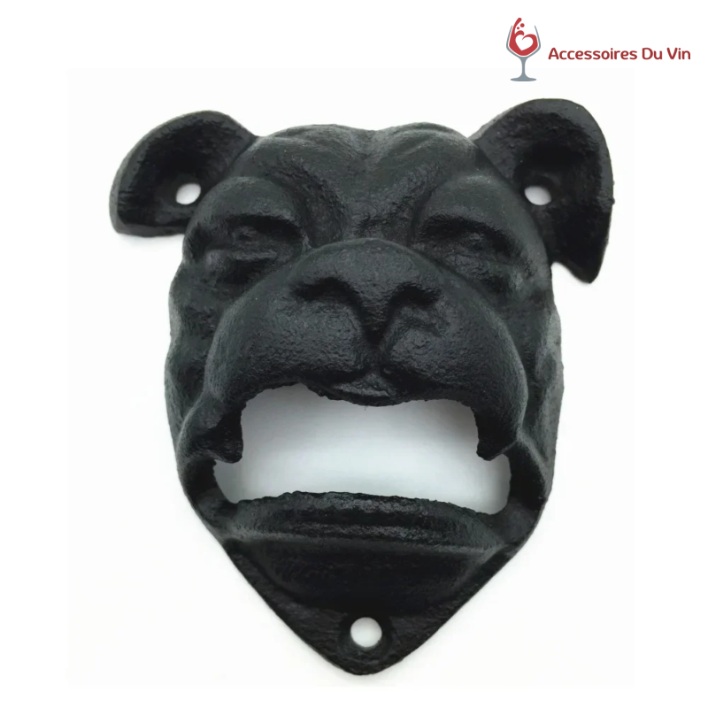 ouvre-bouteille-bouledogue-fonte-noir-face ouvre-bouteille bouledogue