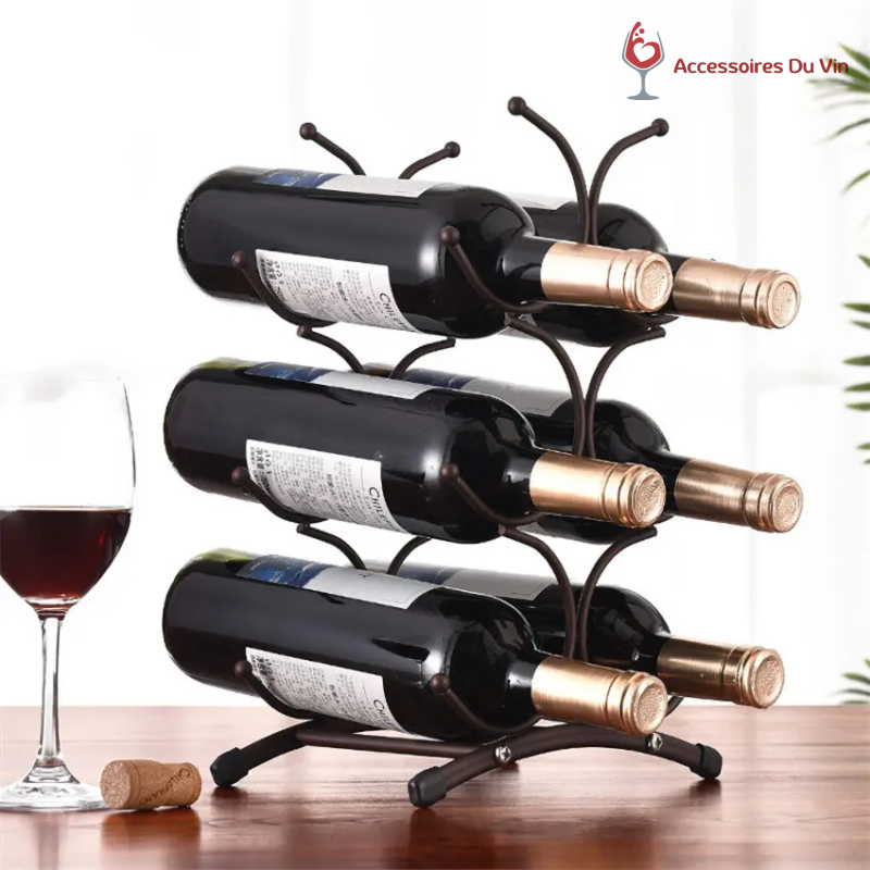 porte-bouteille métal verticalis pose sur une table