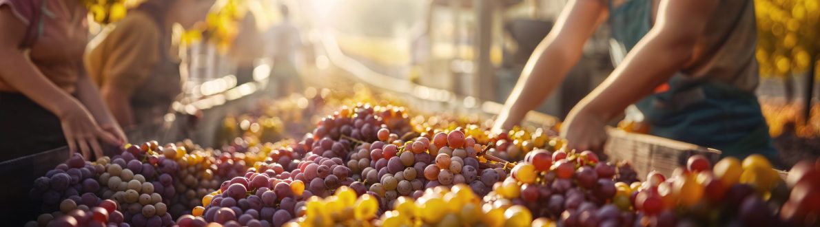 Une personne qui cueille des raisins
